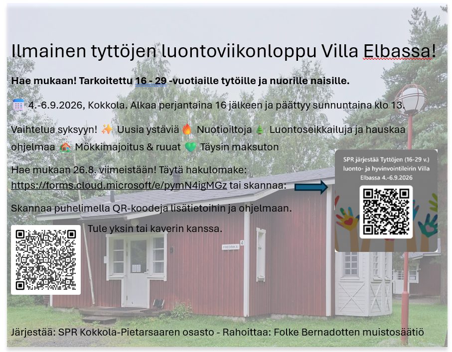 Ilmainen tyttöjen luontoviikonloppuleiri Villa Elbassa 4.9. - 6.9.2026